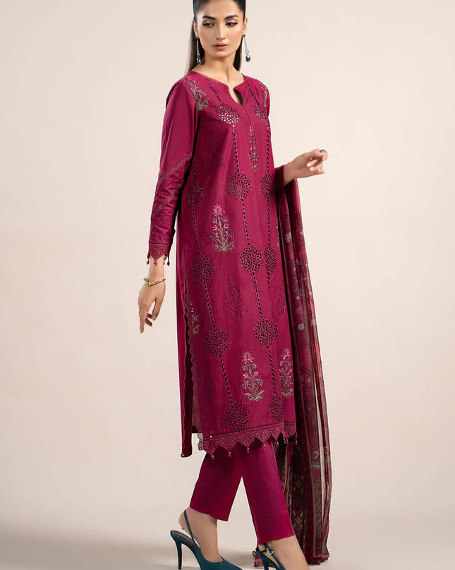 3 Piece Printed Cambric Suit | MPS-2303-B