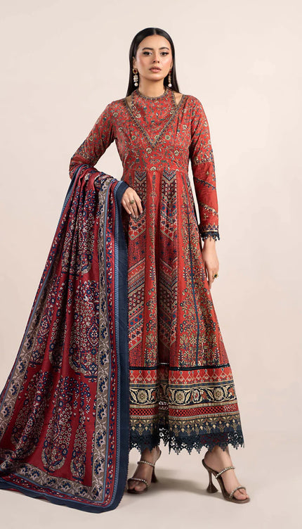 3 Piece Printed Cambric Suit | MPS-2302-B