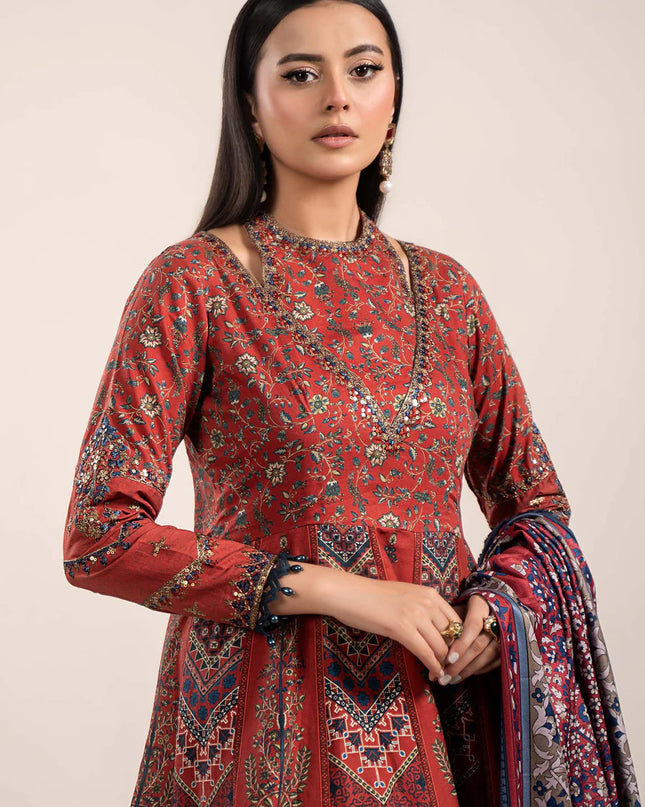 3 Piece Printed Cambric Suit | MPS-2302-B