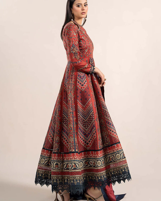 3 Piece Printed Cambric Suit | MPS-2302-B