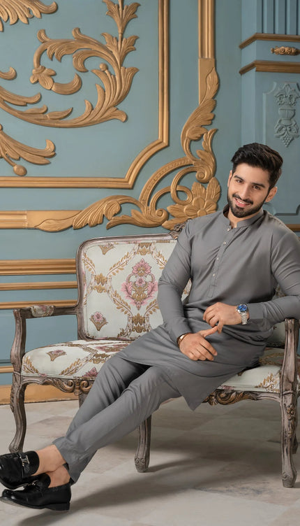 Festive Collection Stitched All Season Ban Suit - Grey