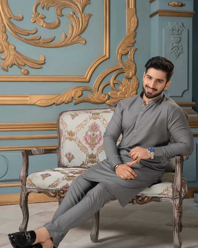 Festive Collection Stitched All Season Ban Suit - Grey