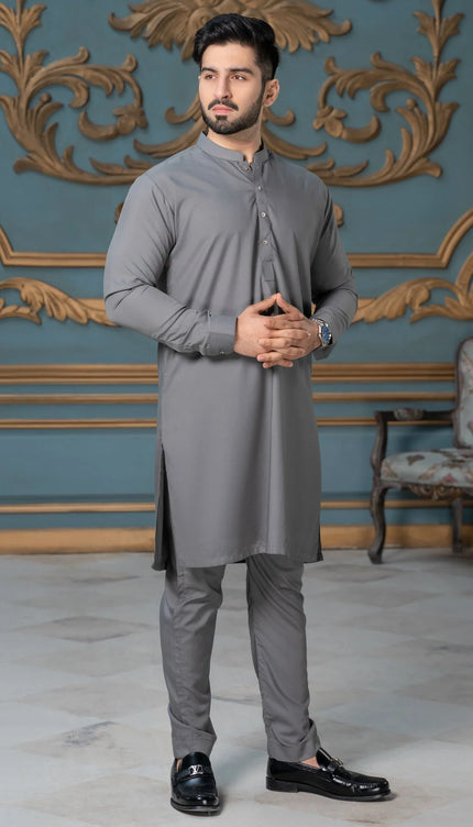 Festive Collection Stitched All Season Ban Suit - Grey