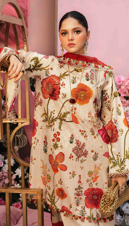 3 Piece Stitched Embroidered Lawn Suit | MPT-2607-A