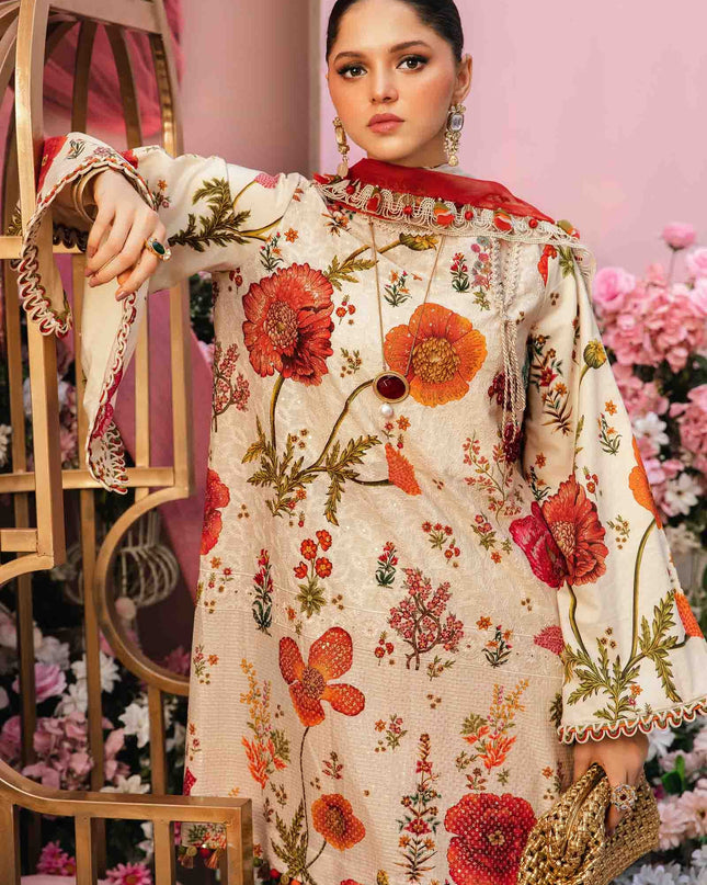 3 Piece Stitched Embroidered Lawn Suit | MPT-2607-A