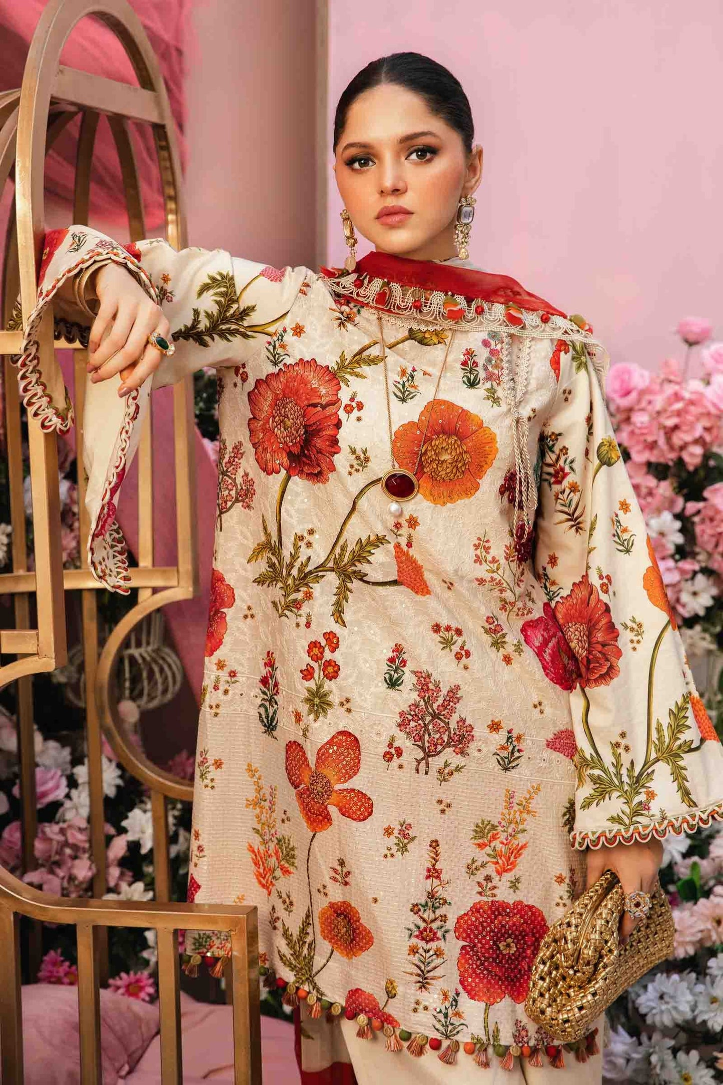 3 Piece Stitched Embroidered Lawn Suit | MPT-2607-A