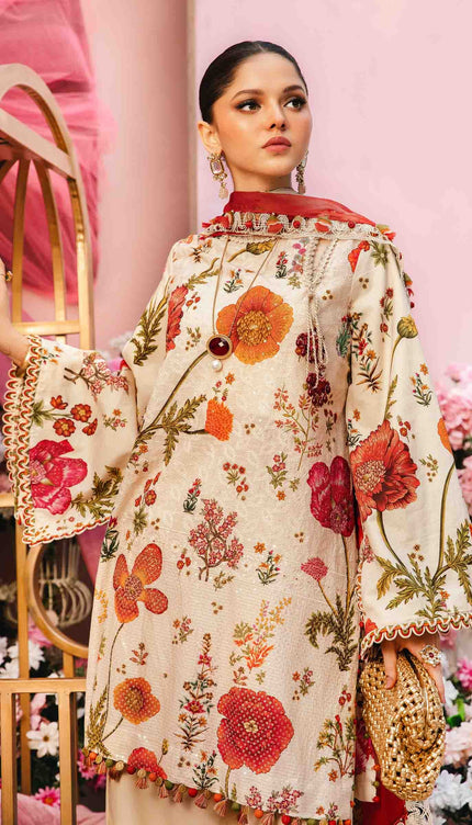 3 Piece Stitched Embroidered Lawn Suit | MPT-2607-A