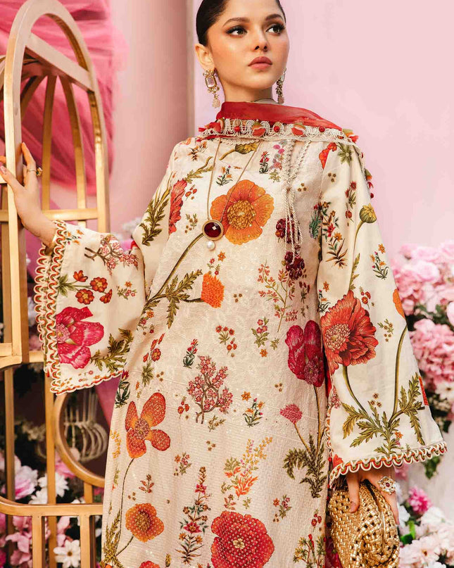 3 Piece Stitched Embroidered Lawn Suit | MPT-2607-A