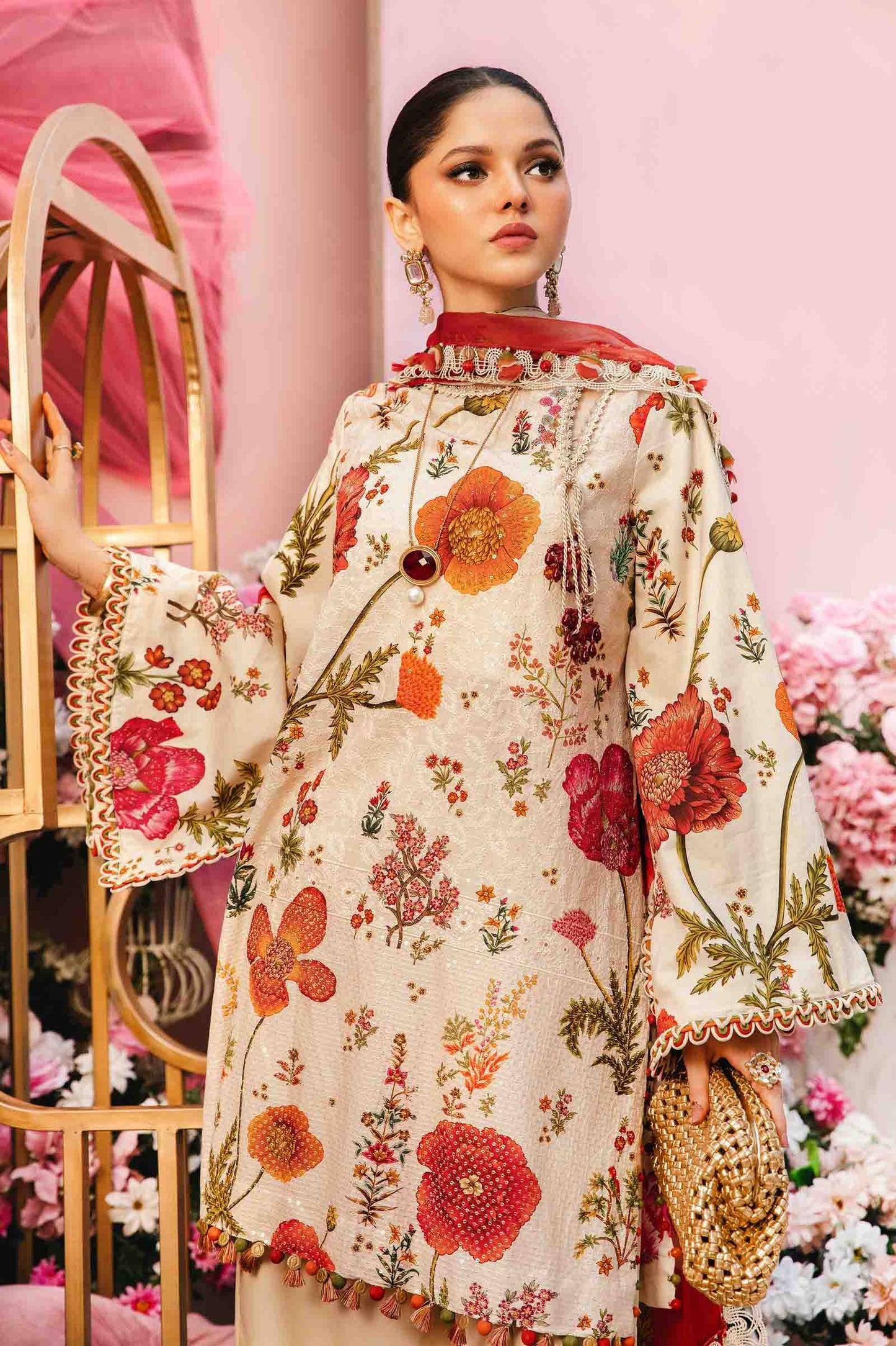 3 Piece Stitched Embroidered Lawn Suit | MPT-2607-A