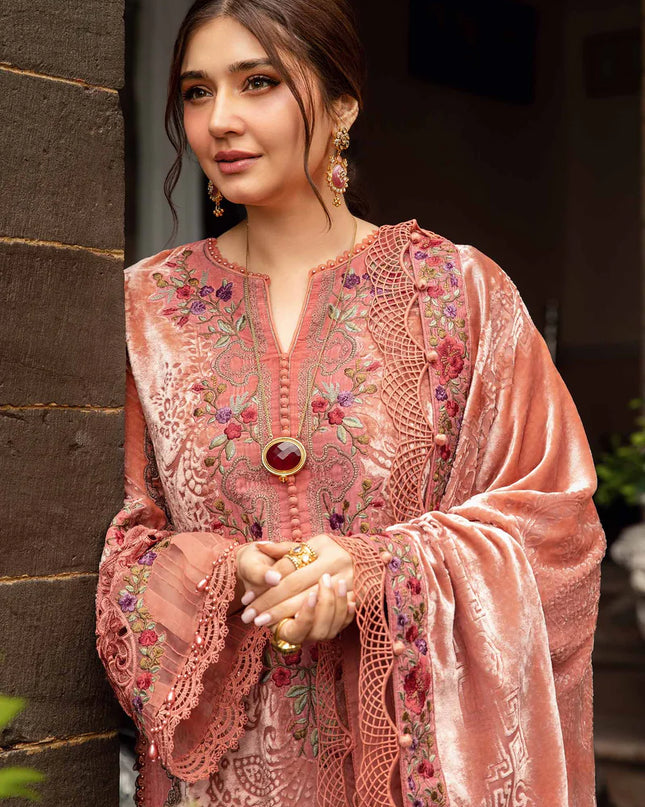 3 Piece Unstitched Embroidered Palachi Suit | DL-1206