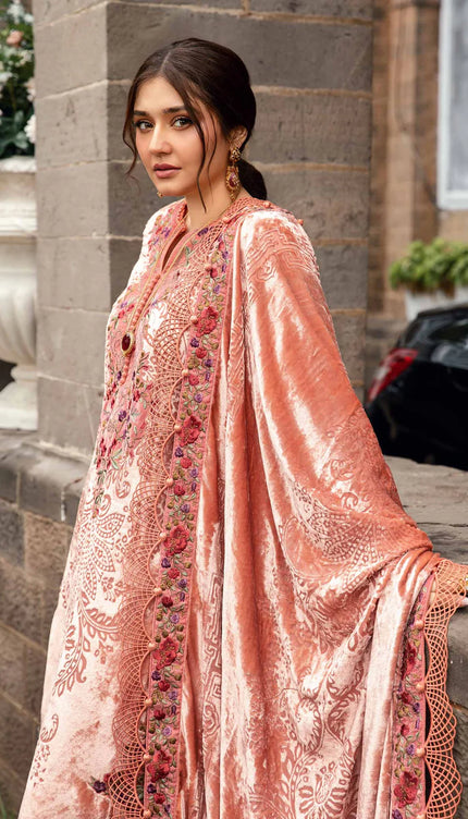 3 Piece Unstitched Embroidered Palachi Suit | DL-1206