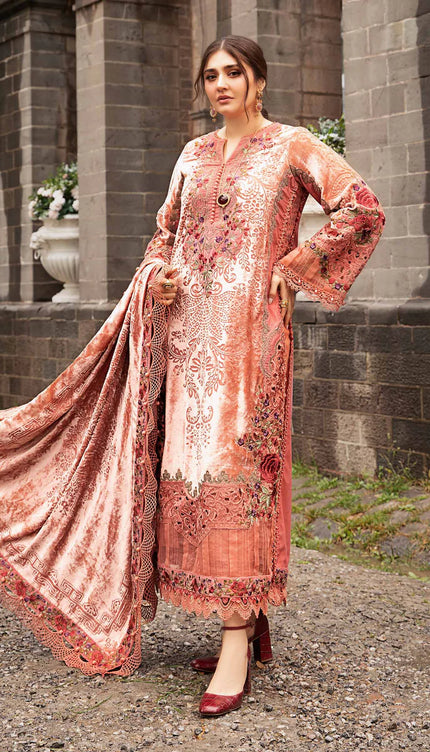 3 Piece Unstitched Embroidered Palachi Suit | DL-1206