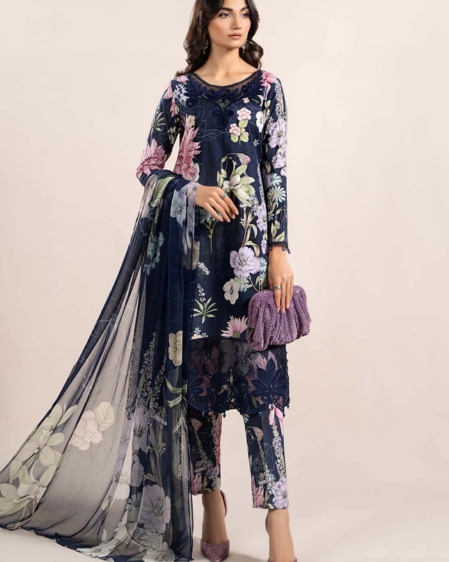 3 Piece Printed Cambric Suit | MPS-2306-B