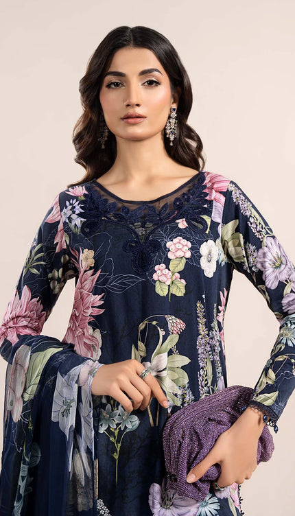 3 Piece Printed Cambric Suit | MPS-2306-B