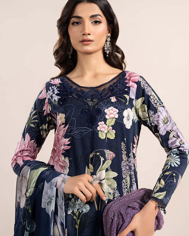 3 Piece Printed Cambric Suit | MPS-2306-B