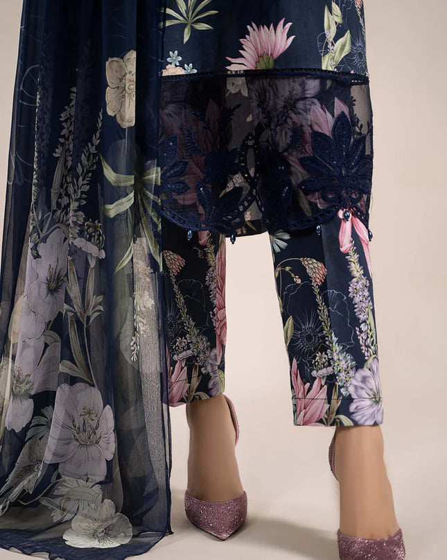 3 Piece Printed Cambric Suit | MPS-2306-B