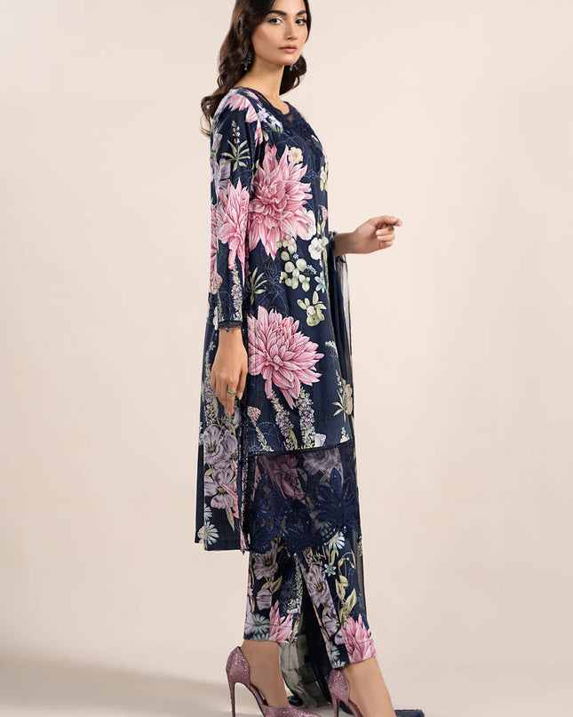 3 Piece Printed Cambric Suit | MPS-2306-B