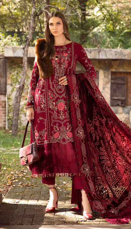 Unstitched Linen | Deep Pink DL-1112