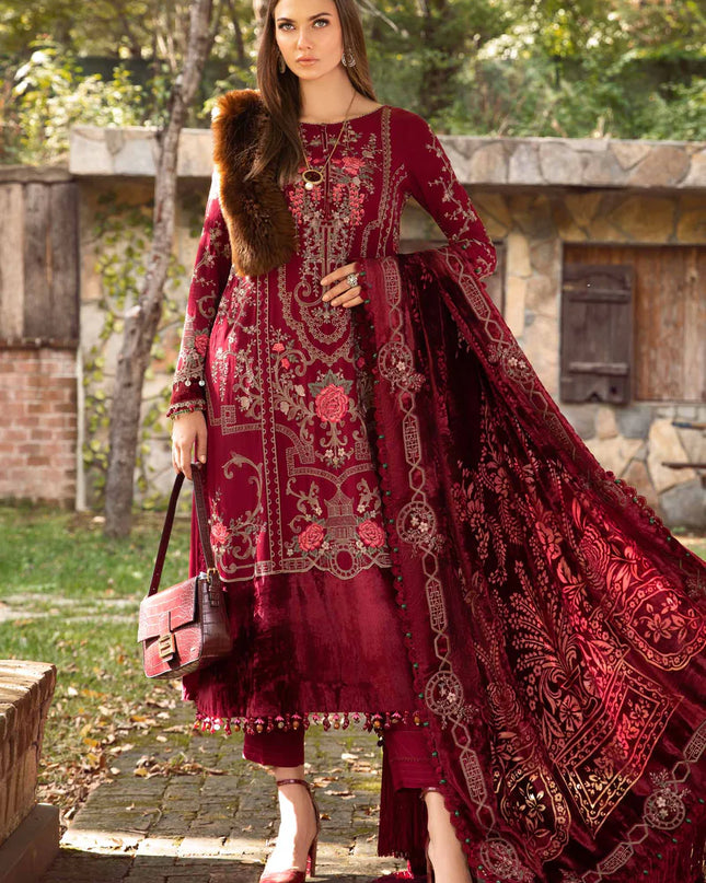 Unstitched Linen | Deep Pink DL-1112