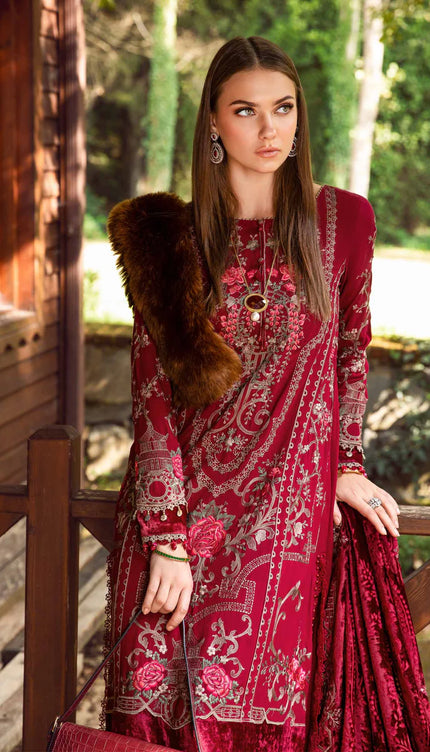 Unstitched Linen | Deep Pink DL-1112