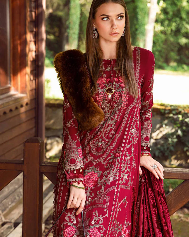 Unstitched Linen | Deep Pink DL-1112