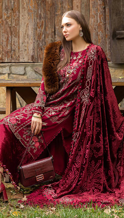 Unstitched Linen | Deep Pink DL-1112