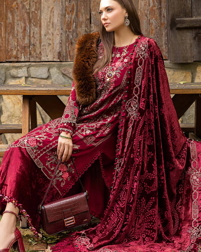 Unstitched Linen | Deep Pink DL-1112