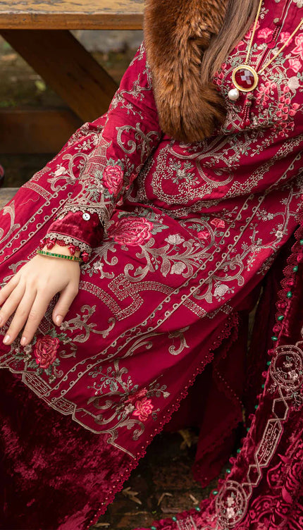 Unstitched Linen | Deep Pink DL-1112