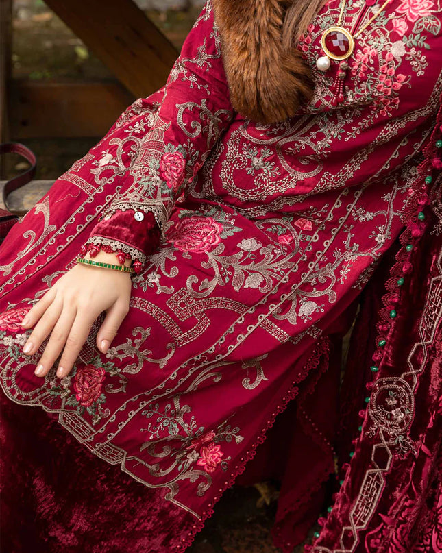 Unstitched Linen | Deep Pink DL-1112