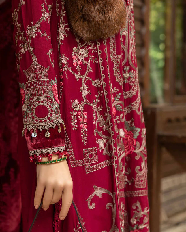 Unstitched Linen | Deep Pink DL-1112