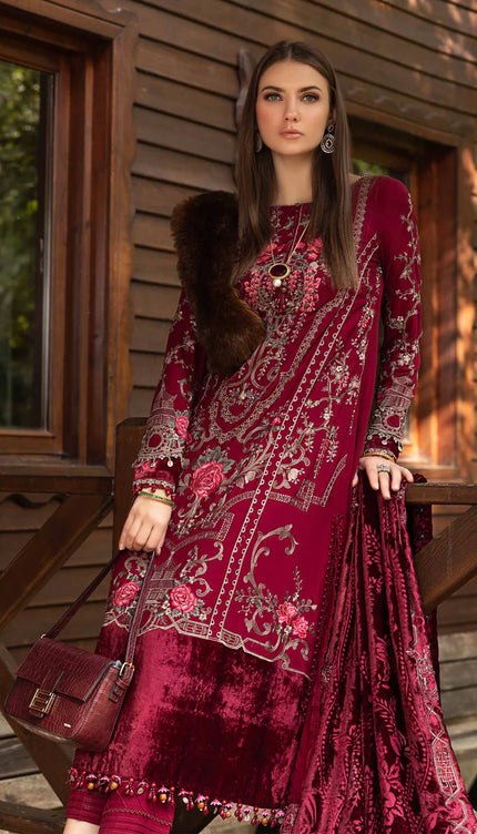 Unstitched Linen | Deep Pink DL-1112