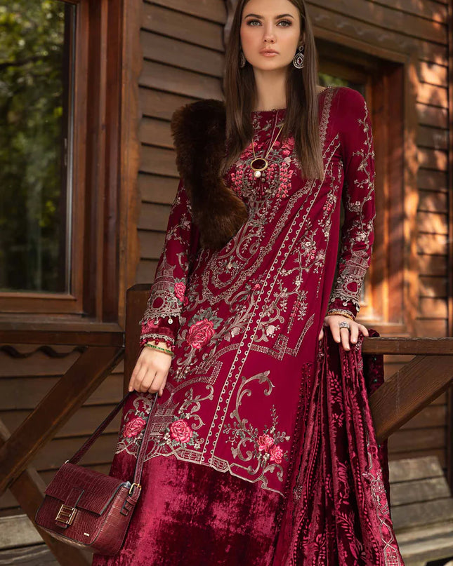 Unstitched Linen | Deep Pink DL-1112
