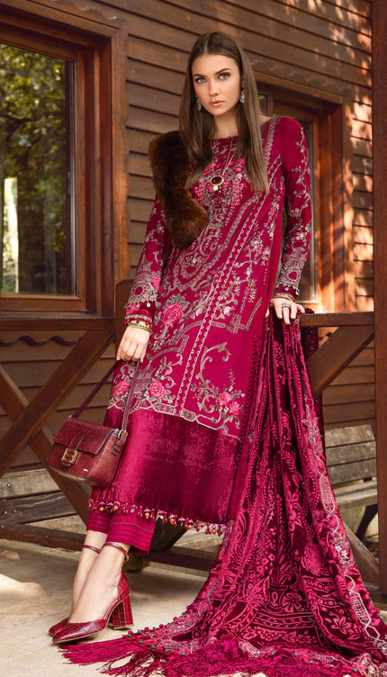 Unstitched Linen | Deep Pink DL-1112