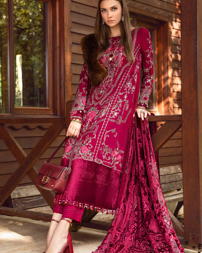 Unstitched Linen | Deep Pink DL-1112