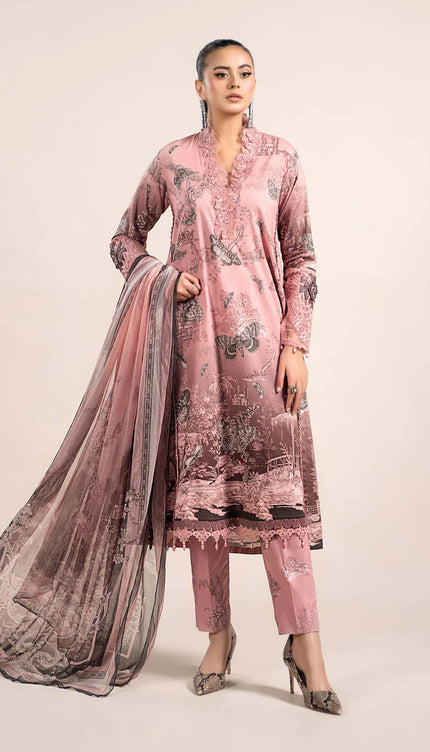 3 Piece Printed Cambric Suit | MPS-2308-A