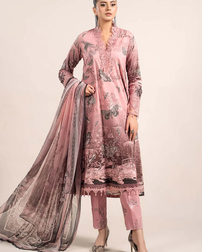3 Piece Printed Cambric Suit | MPS-2308-A