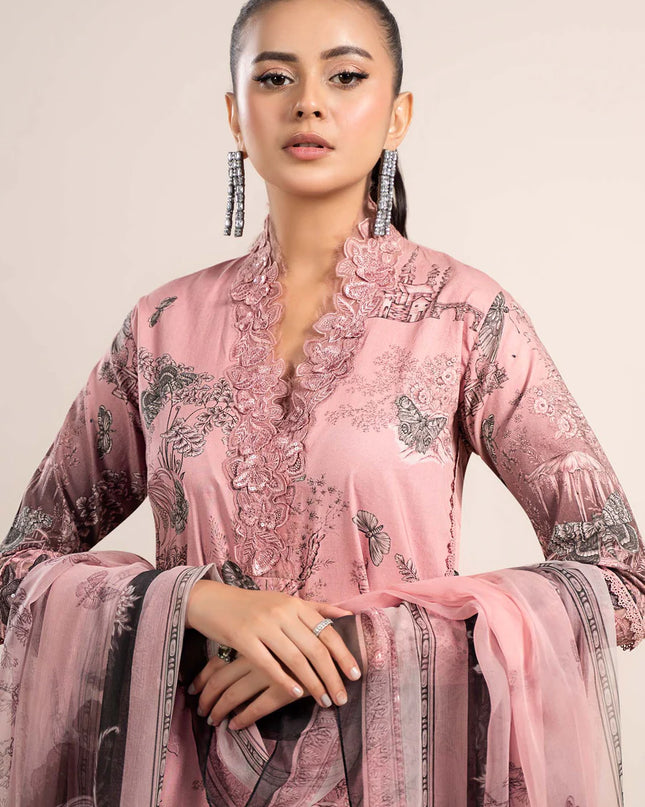 3 Piece Printed Cambric Suit | MPS-2308-A