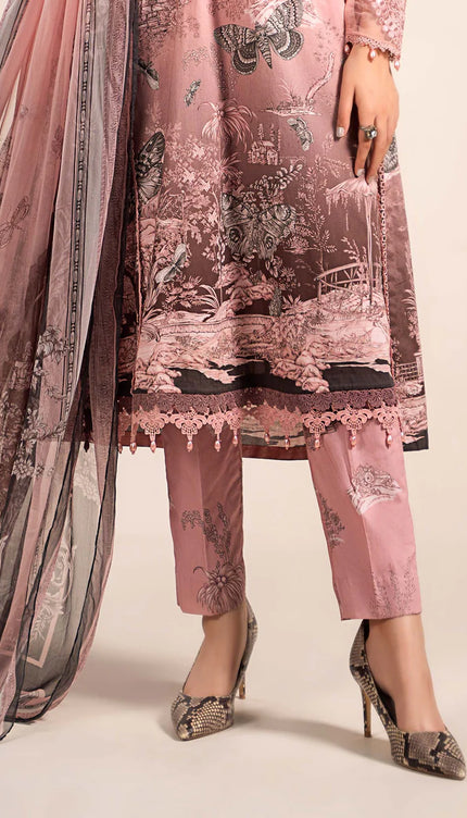 3 Piece Printed Cambric Suit | MPS-2308-A