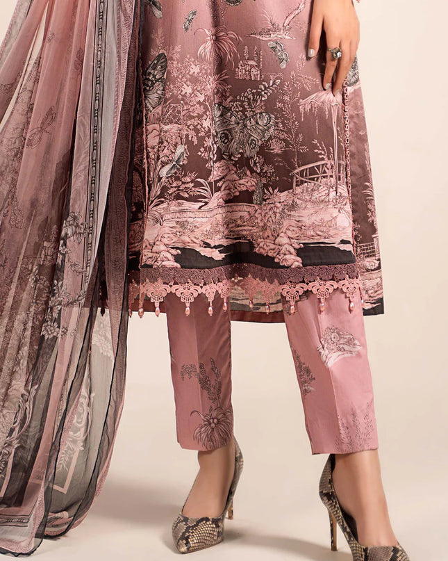 3 Piece Printed Cambric Suit | MPS-2308-A