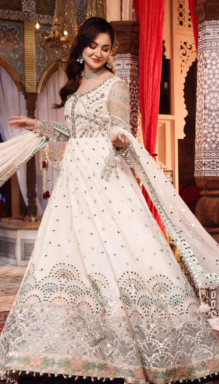 stitched MBROIDERED - Pearl White and Peachy Silver