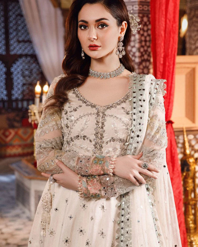 stitched MBROIDERED - Pearl White and Peachy Silver