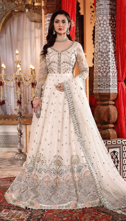 stitched MBROIDERED - Pearl White and Peachy Silver