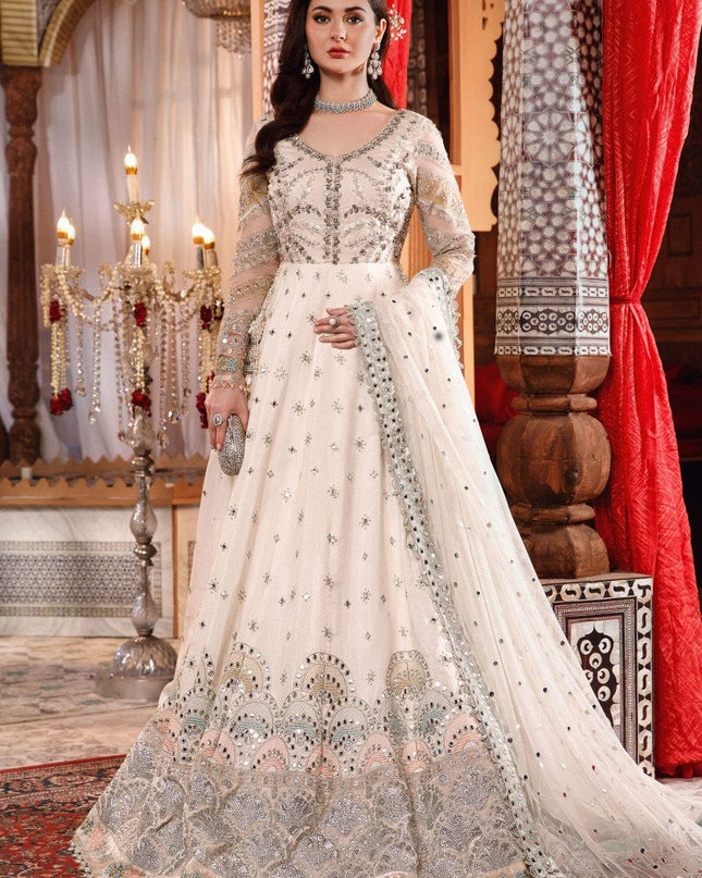 stitched MBROIDERED - Pearl White and Peachy Silver