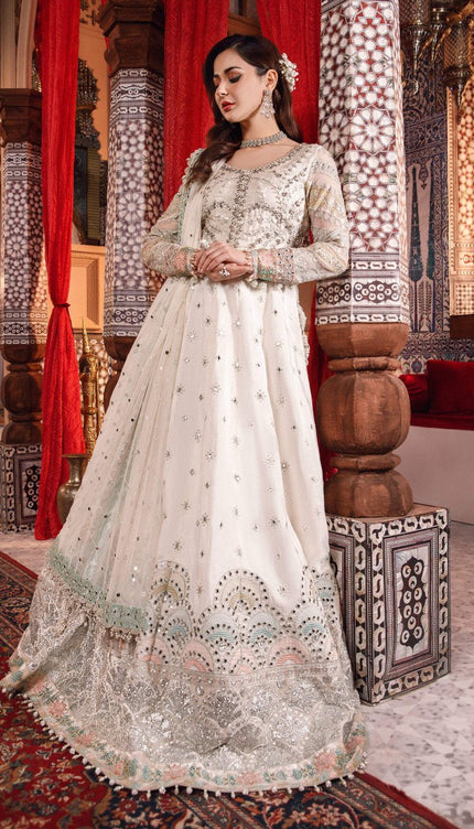 stitched MBROIDERED - Pearl White and Peachy Silver