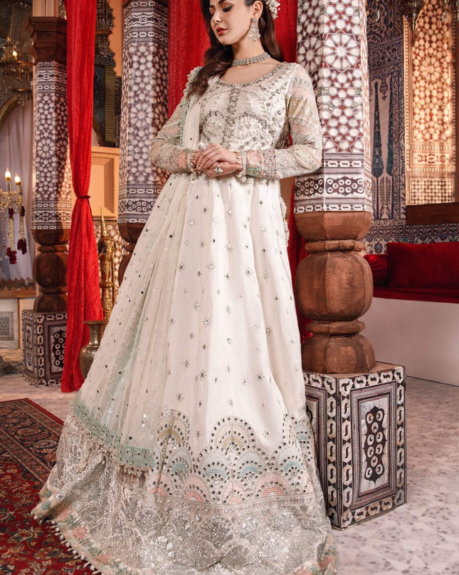 stitched MBROIDERED - Pearl White and Peachy Silver