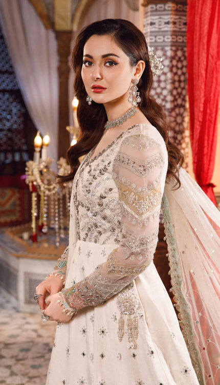 stitched MBROIDERED - Pearl White and Peachy Silver