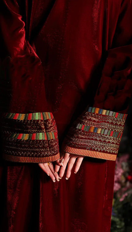 3 Pc stitched Embroidered Velvet With Embroidered Chiffon Dupatta CVT3-03