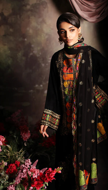 3 Pc stitched Embroidered Velvet With Embroidered Chiffon Dupatta CVT3-04