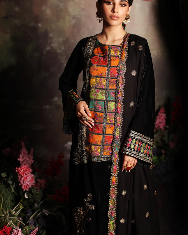 3 Pc stitched Embroidered Velvet With Embroidered Chiffon Dupatta CVT3-04