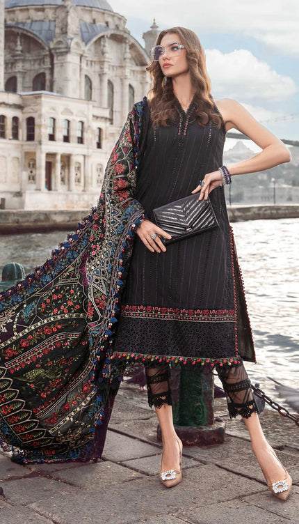 Stitched Linen | Black DL-1101